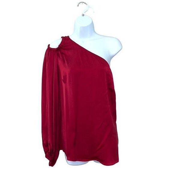 Elizabeth And James Womens One Shoulder‎ Satin Denissa Blouse Cayenne Size 8 - Picture 1 of 6